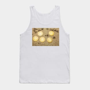 Bitcoins On Old Map Tank Top